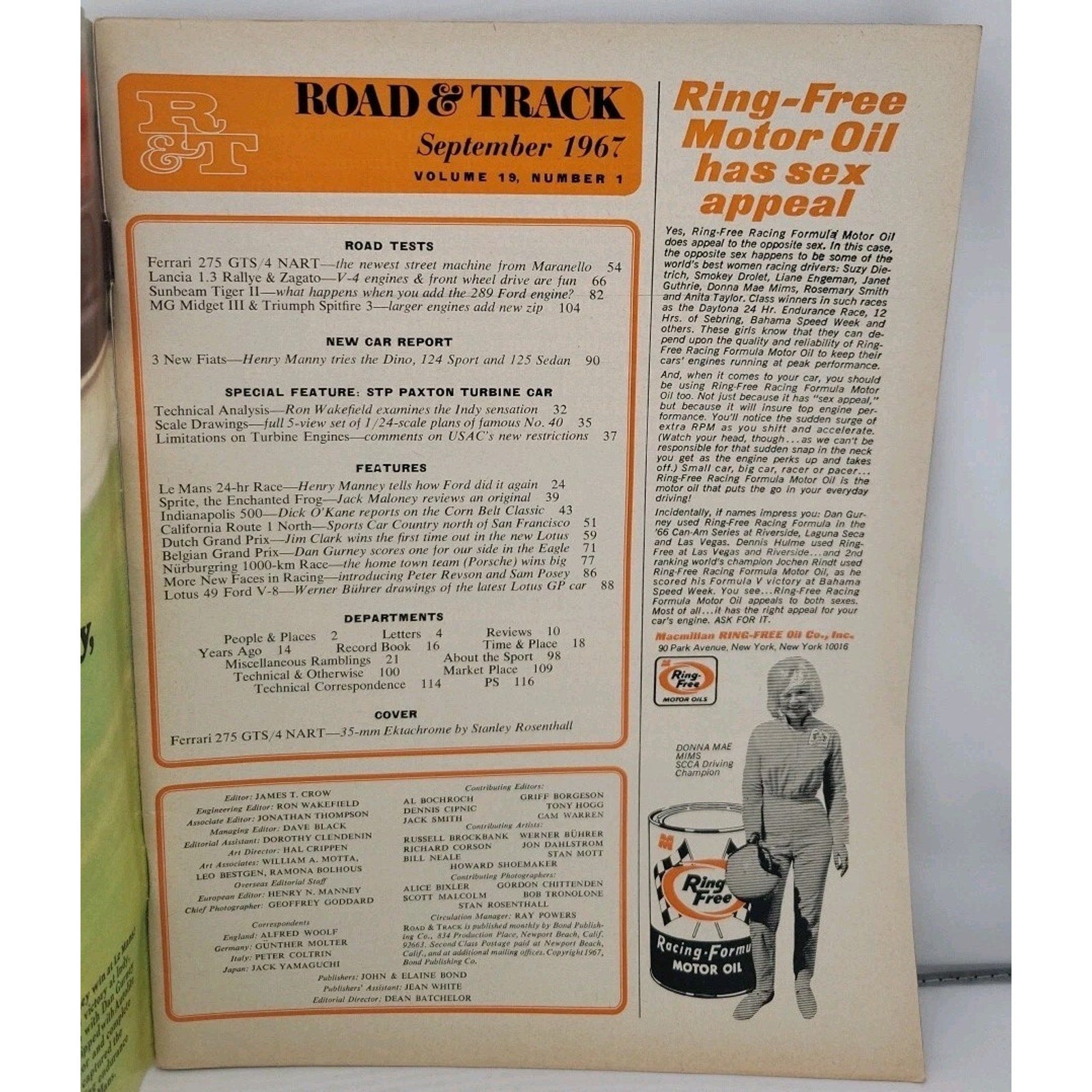 Road And Track Magazine - September 1967 - Volume 19 Number 1