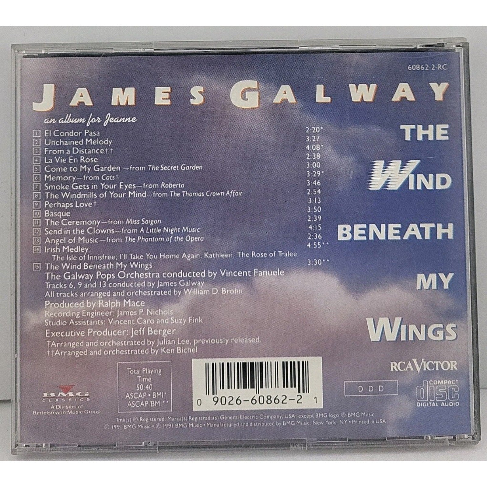 Wind Beneath My Wings by Galway, James (CD, 1991)