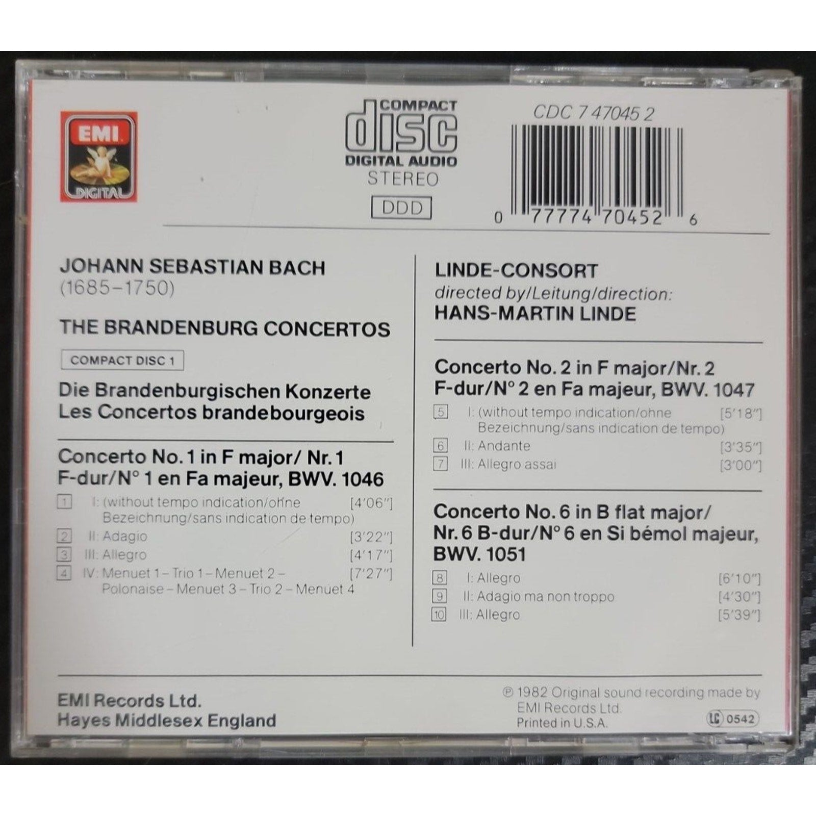 J. S. Bach: Brandenburg Concertos Nos. 1, 2 & 6 (CD)