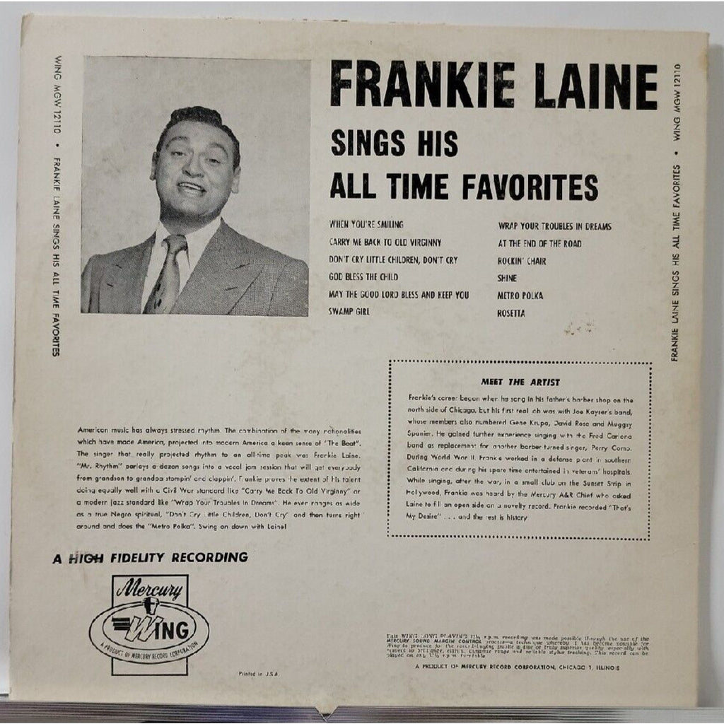 Frankie Laine - Sings His All Time Favorites - Record - P7427A
