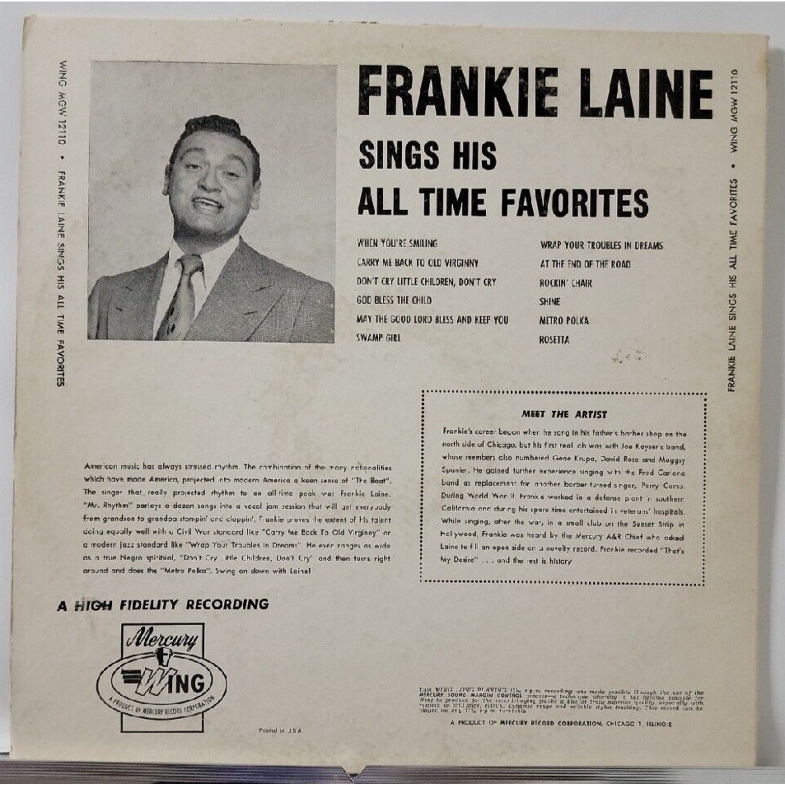 Frankie Laine - Sings His All Time Favorites - Record - P7427A