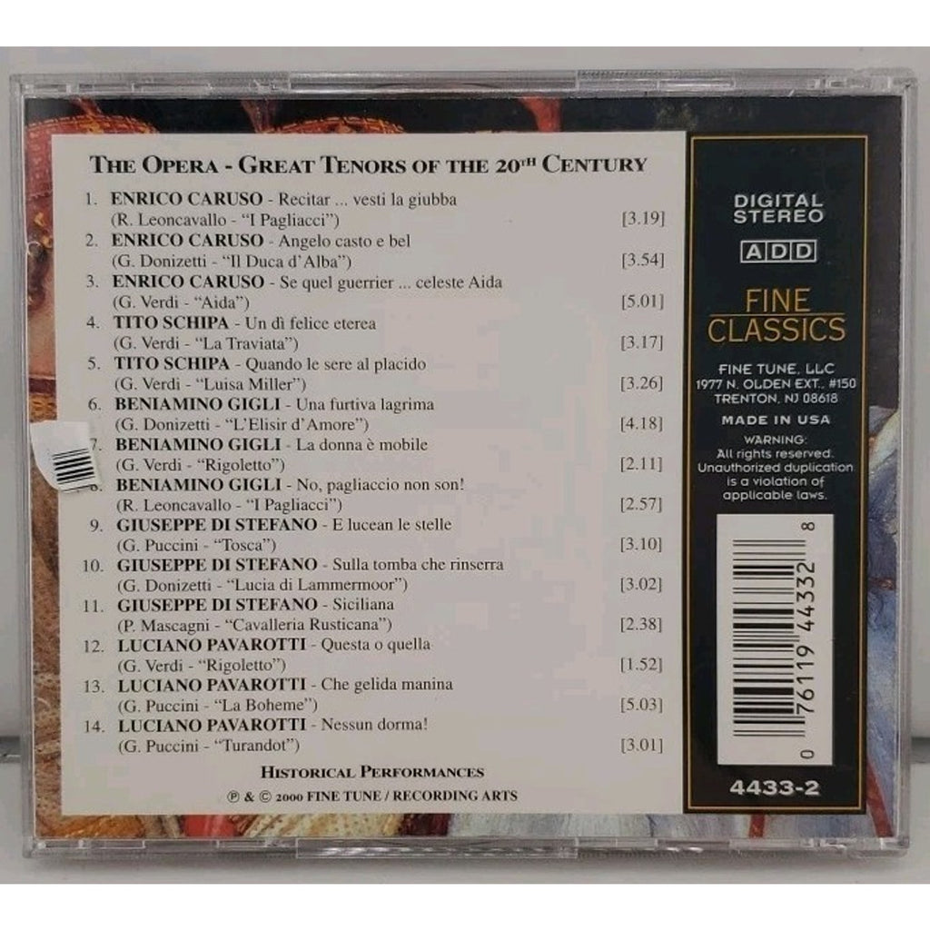 Opera: Great Tenors of the 20th Century by Various (CD, 2000)