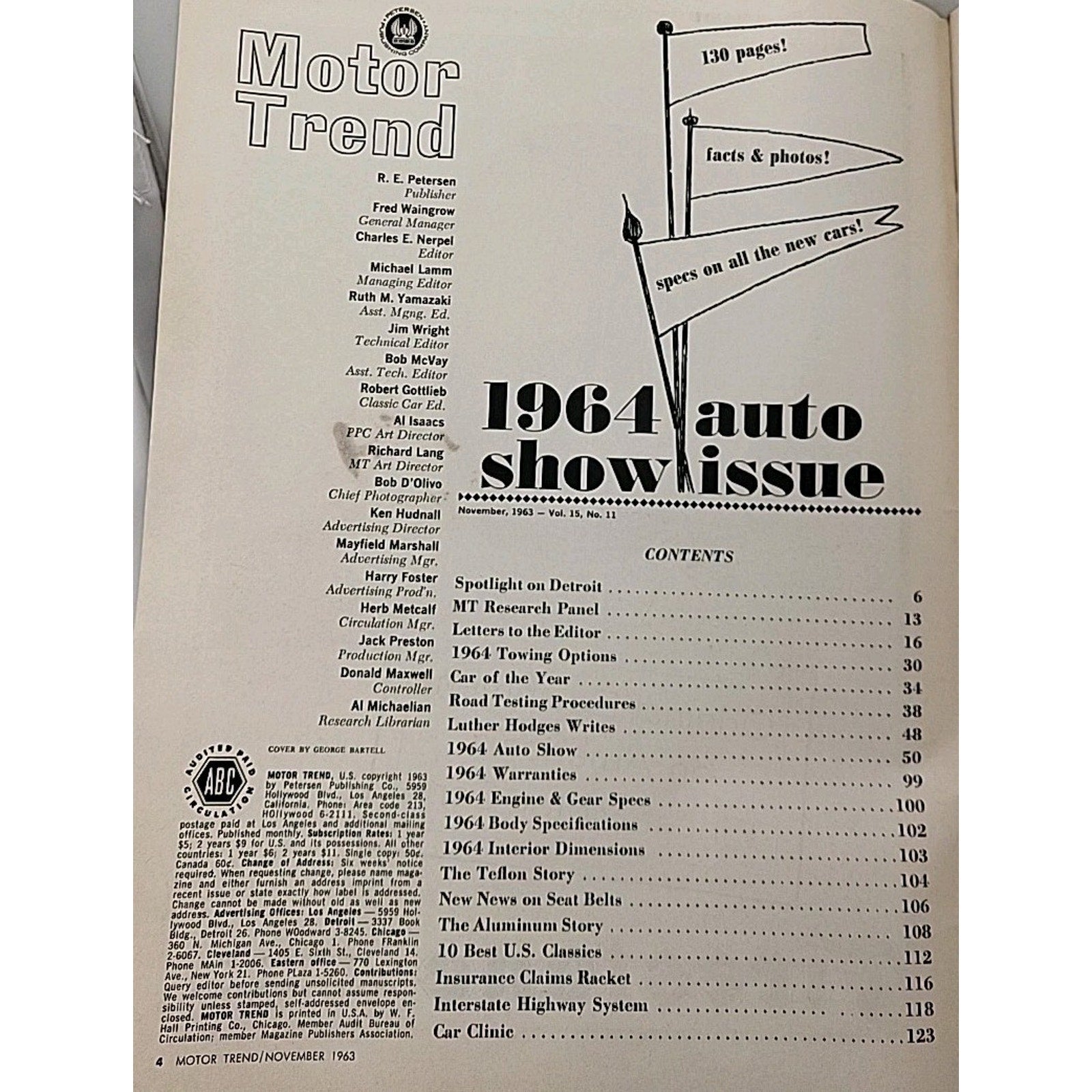 Motor Trend Magazine November 1963 Vol. 15 No. 11
