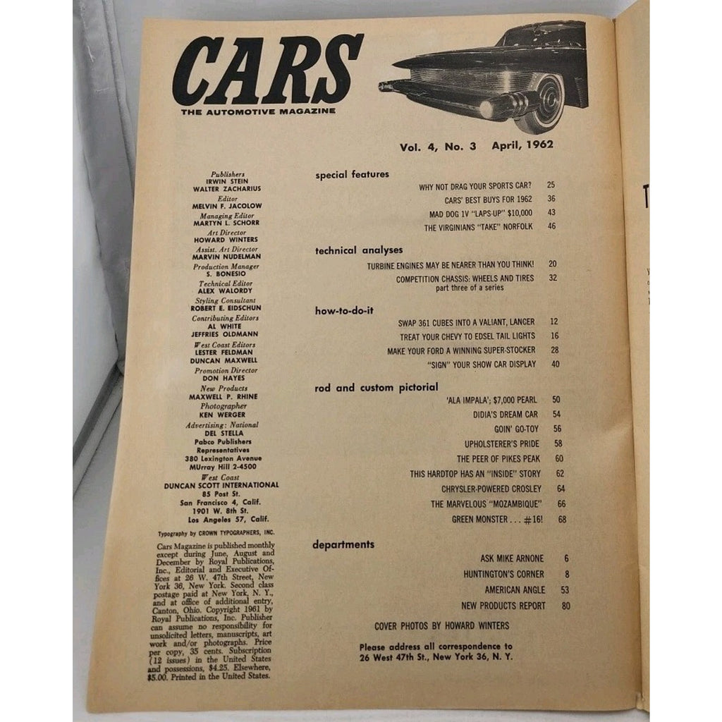 Cars - The Automotive Magazine - April 1962 - Vol. 4 No. 3