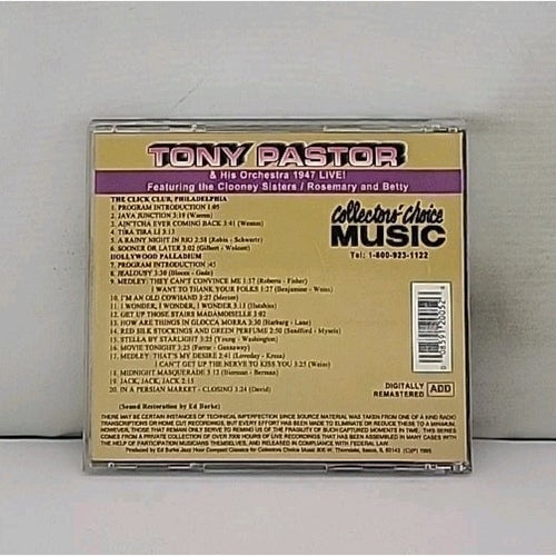 1947 Live by Tony Pastor (CD, Dec-2004, Collectors' Choice Music)