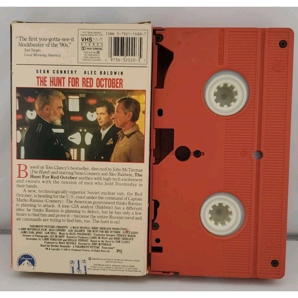 The Hunt for Red October (VHS, 1990) Red Cassette