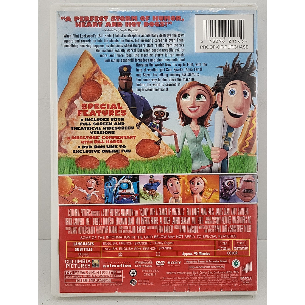 Cloudy with a Chance of Meatballs (DVD, 2009)