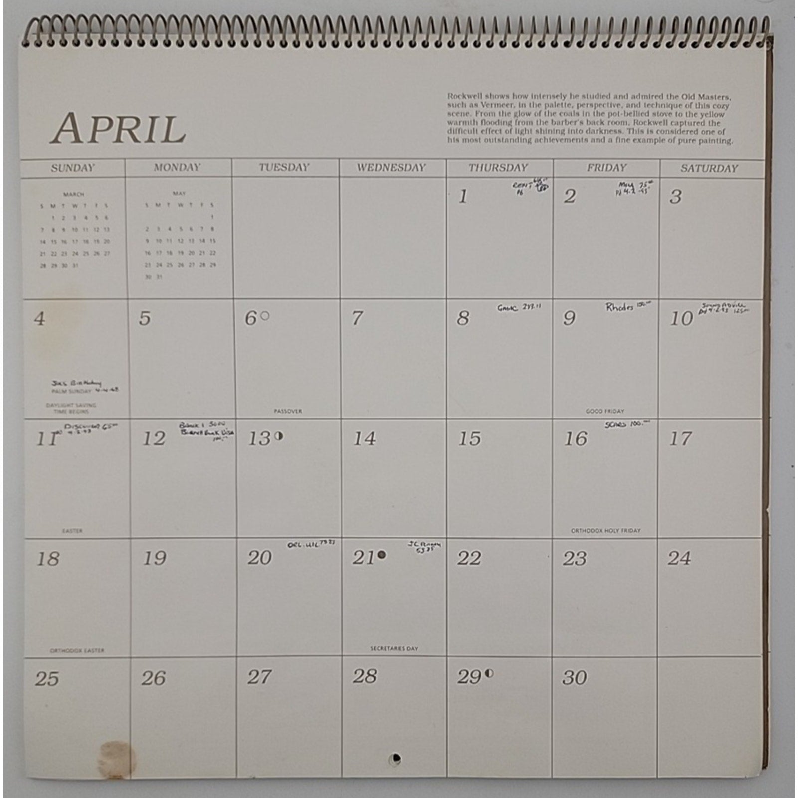 Norman Rockwell 1993 Calendar