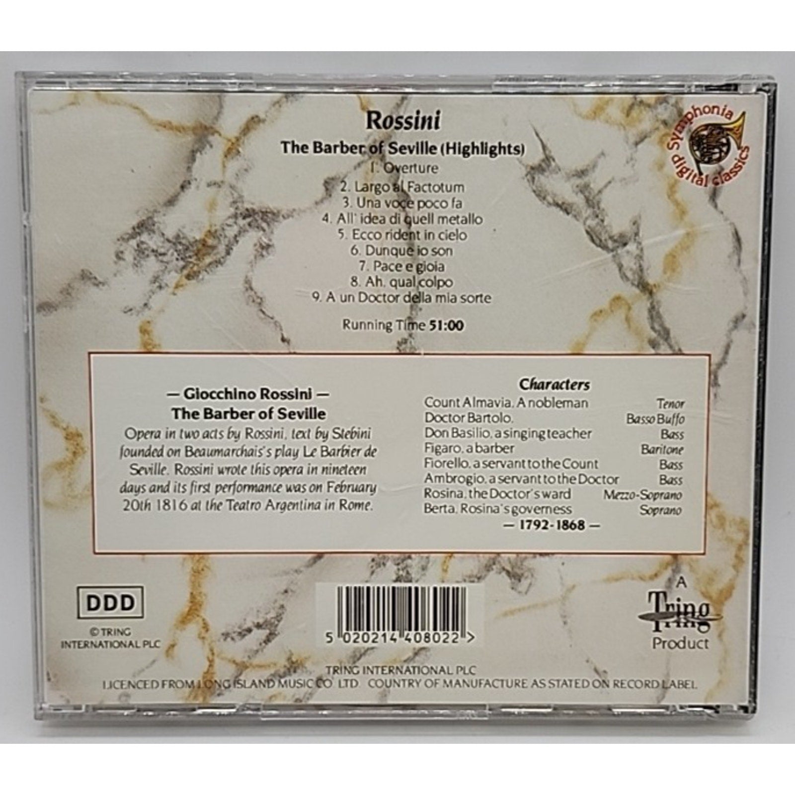 Rossini - The Barber Of Seville (Highlights) (CD)