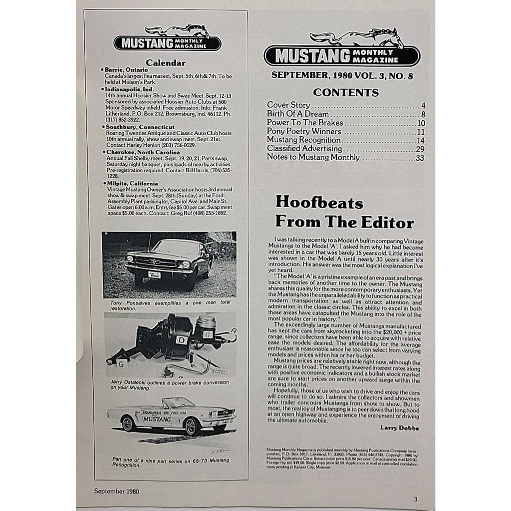 Mustang Monthly Magazine - September 1980 - Vol. 3 No. 8