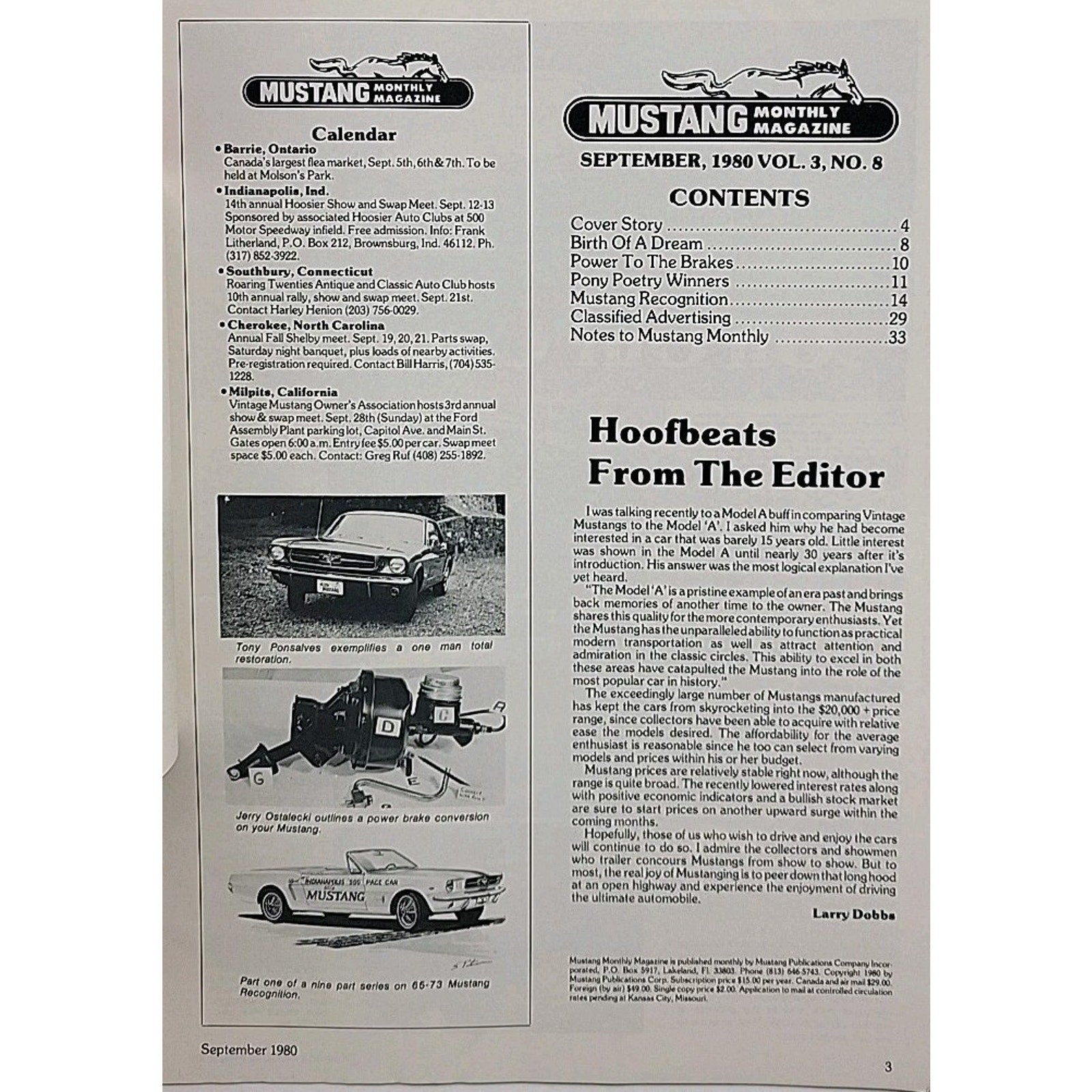Mustang Monthly Magazine - September 1980 - Vol. 3 No. 8