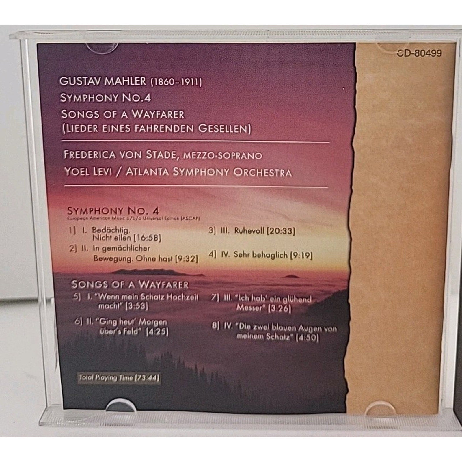 Symphony 4 Songs of a Wayfarer by Mahler / Von Stade / Atlanta Sym Orch /...