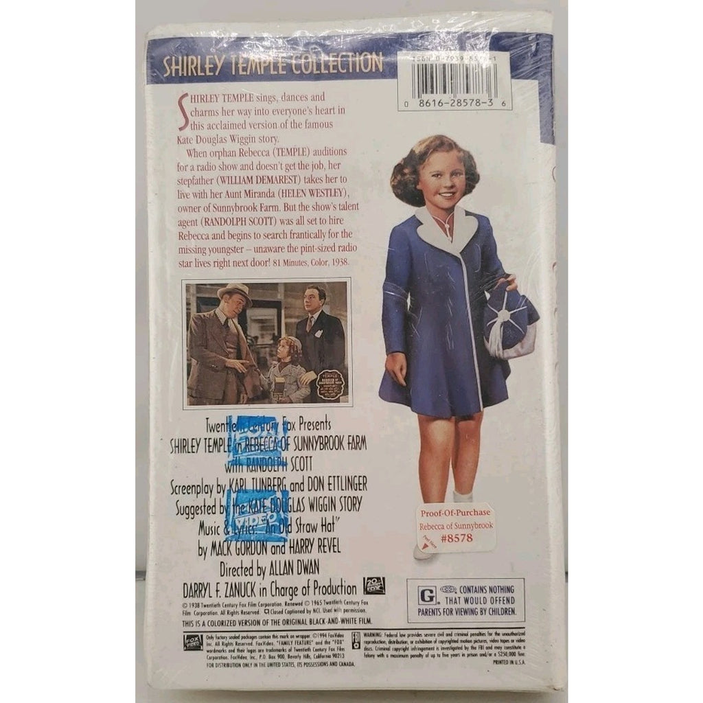 Rebecca of Sunnybrook Farm (VHS, 1938) *Brand New*