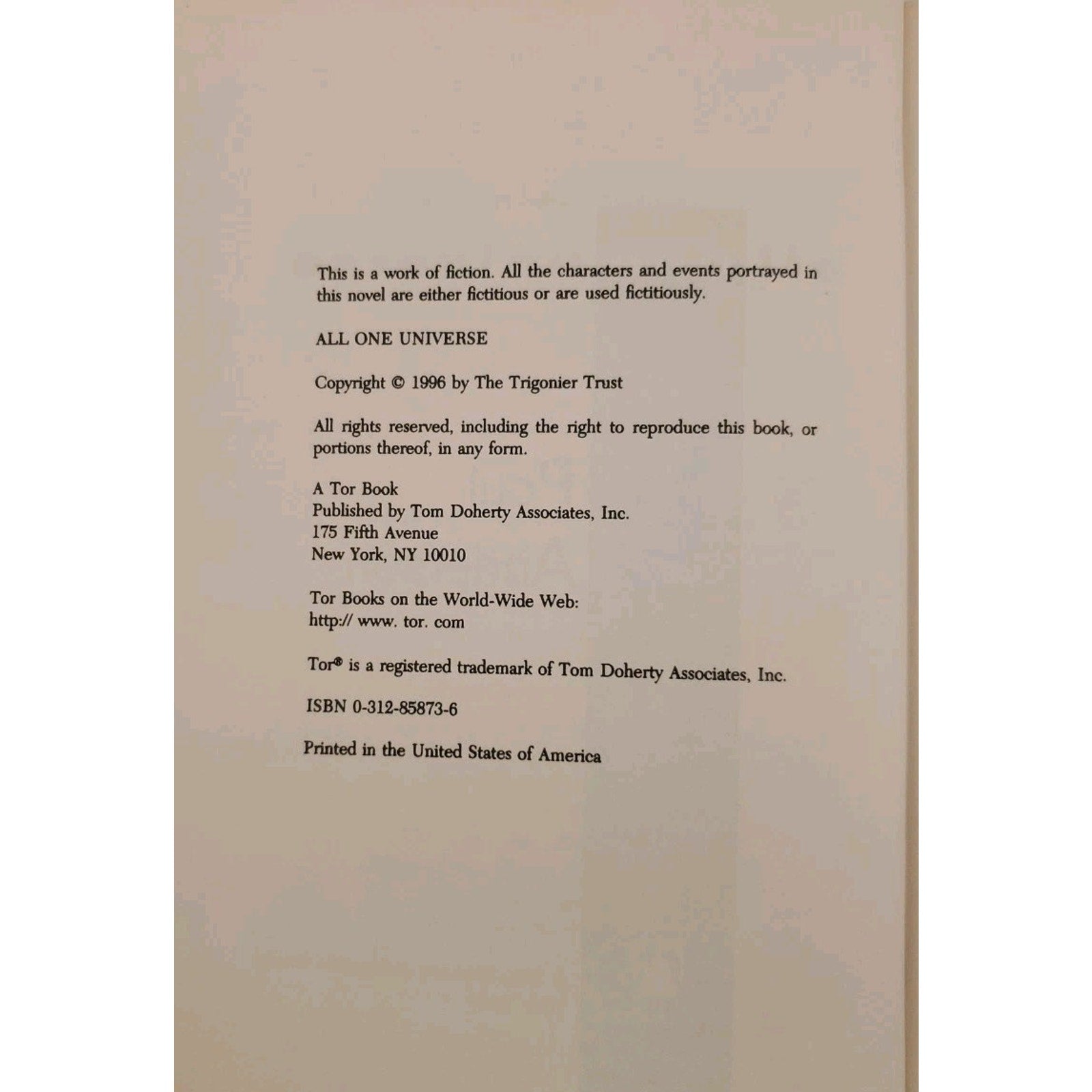All One Universe by Paul Anderson (1996, Hardcover)