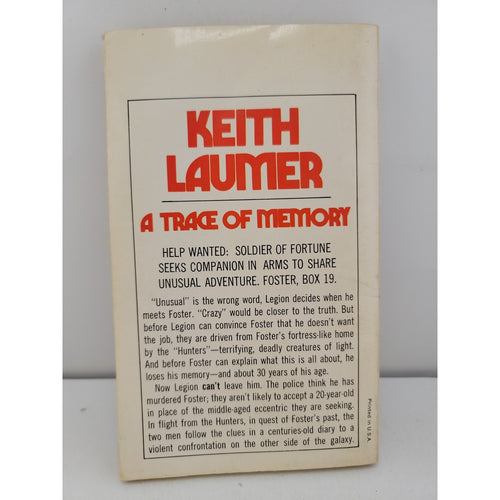 A Trace Of Memory by Keith Laumer 1972 1st Paperback Library (Science fiction