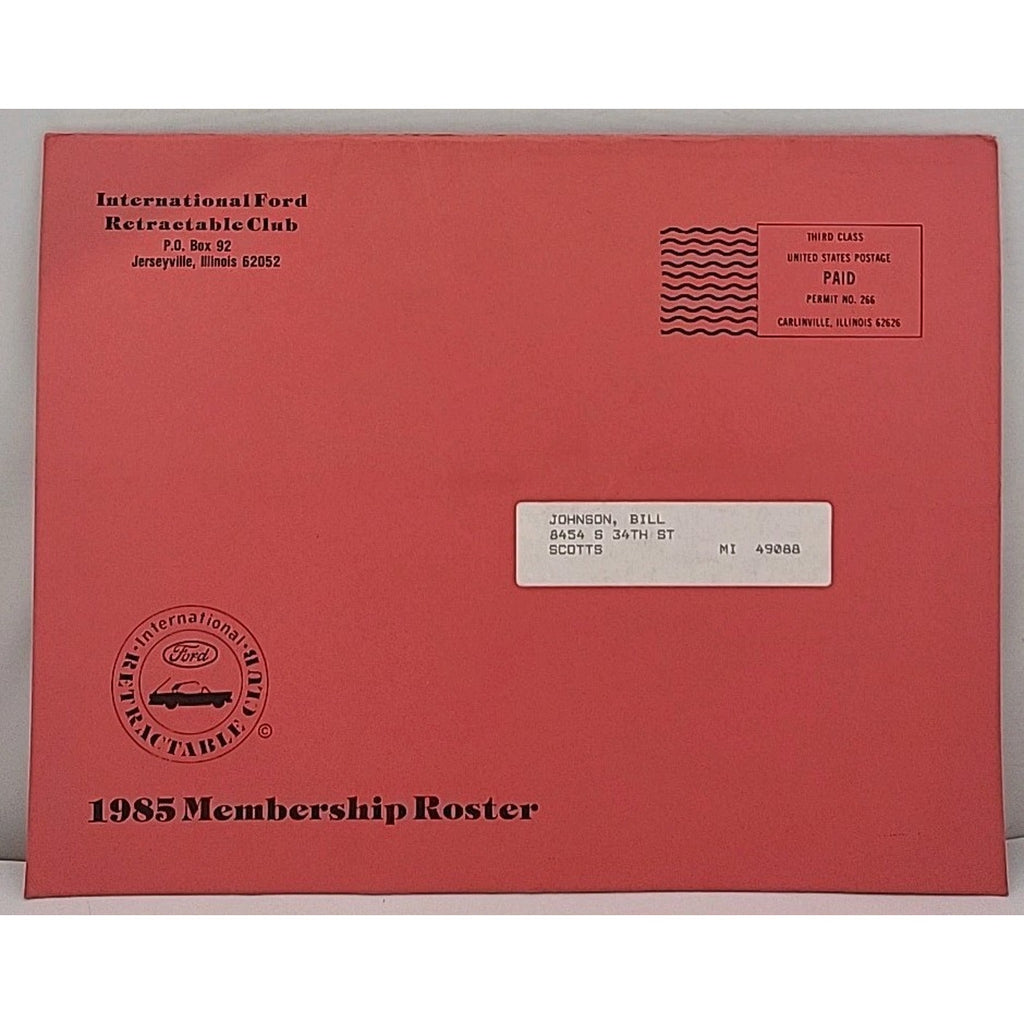 International Ford Retractable Club - 1985 Membership Roster