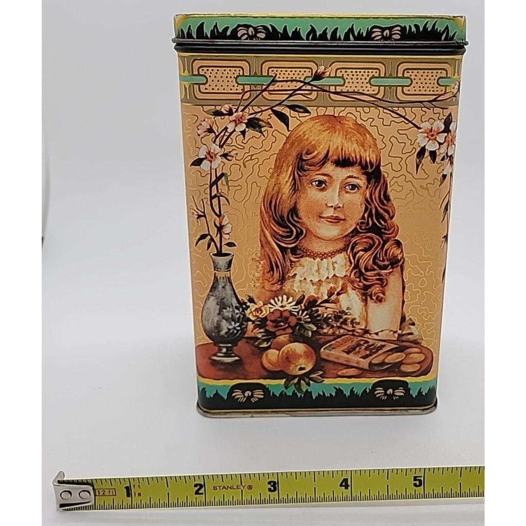 Hong Kong Bristolware Ginger Wafers Girl 6.75" Biscuit Tin