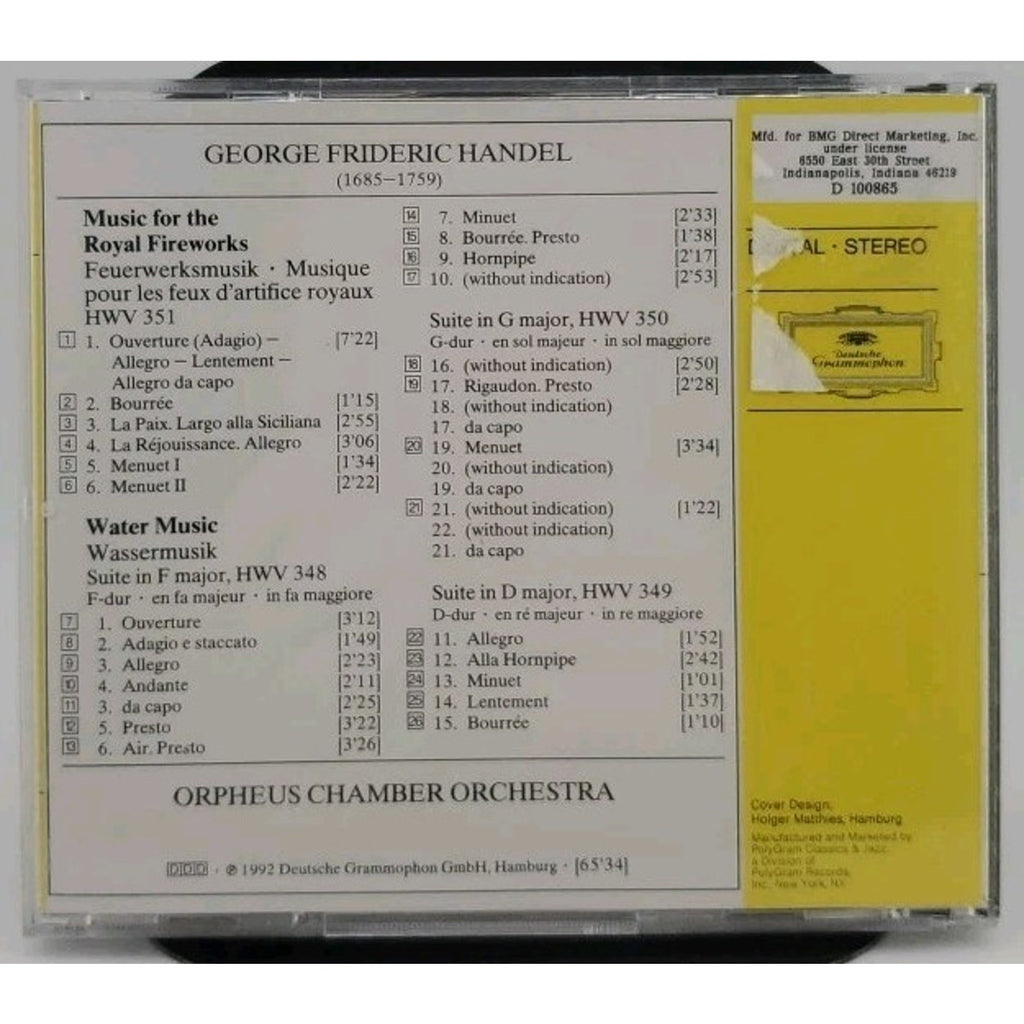Water Music by Handel / Orpheus Chamber Orchestra (CD, 1992)