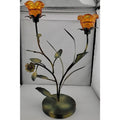 Amber Flower Candle Holder Approx 15" Tall Orange Leaf