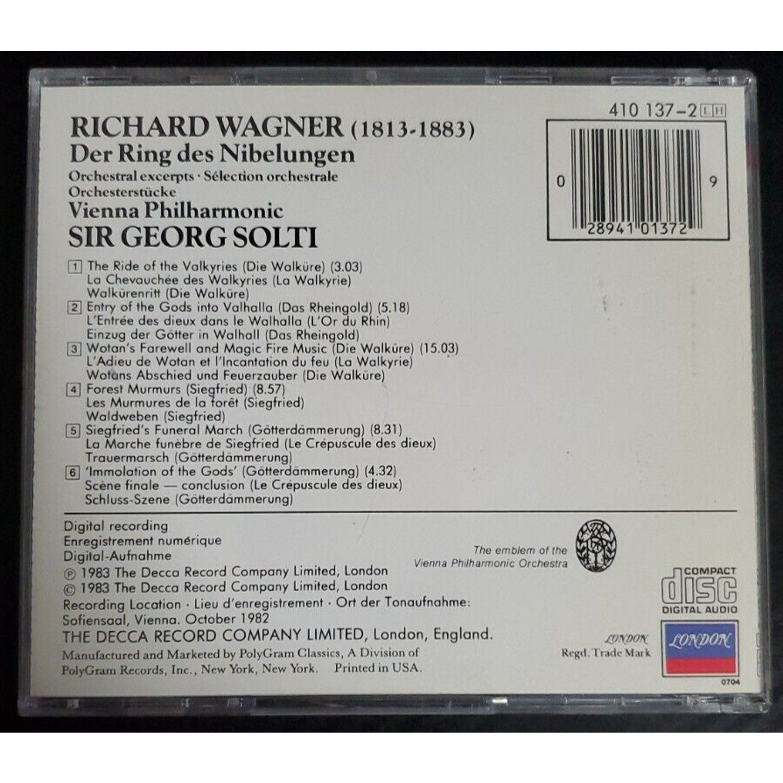 Wagner: Der Ring des Nibelungen (1982 Orchestral Excerpts) (CD)