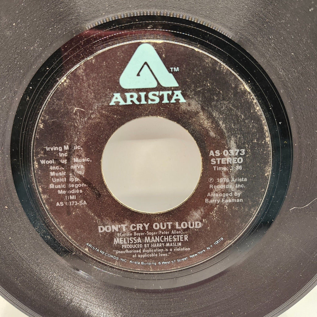 We Had This Time / Don't Cry Out Loud By Melissa Manchester (Record) - AS 0373