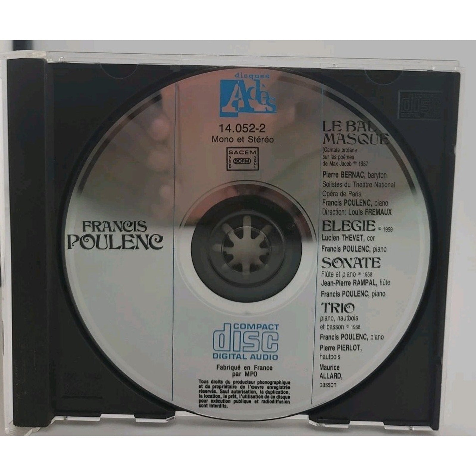 Poulenc Composer And Pianist: Le Bal Masque; Elegie; - CD -