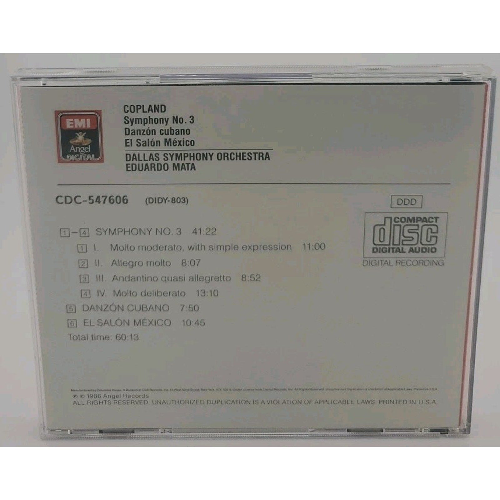 Copland - Symphony No.3 / Danzón Cubano / El Salón México, (CD)
