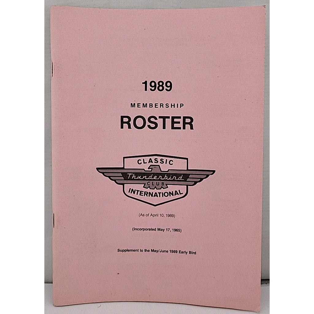The Classic Thunderbird Membership Roster 1989