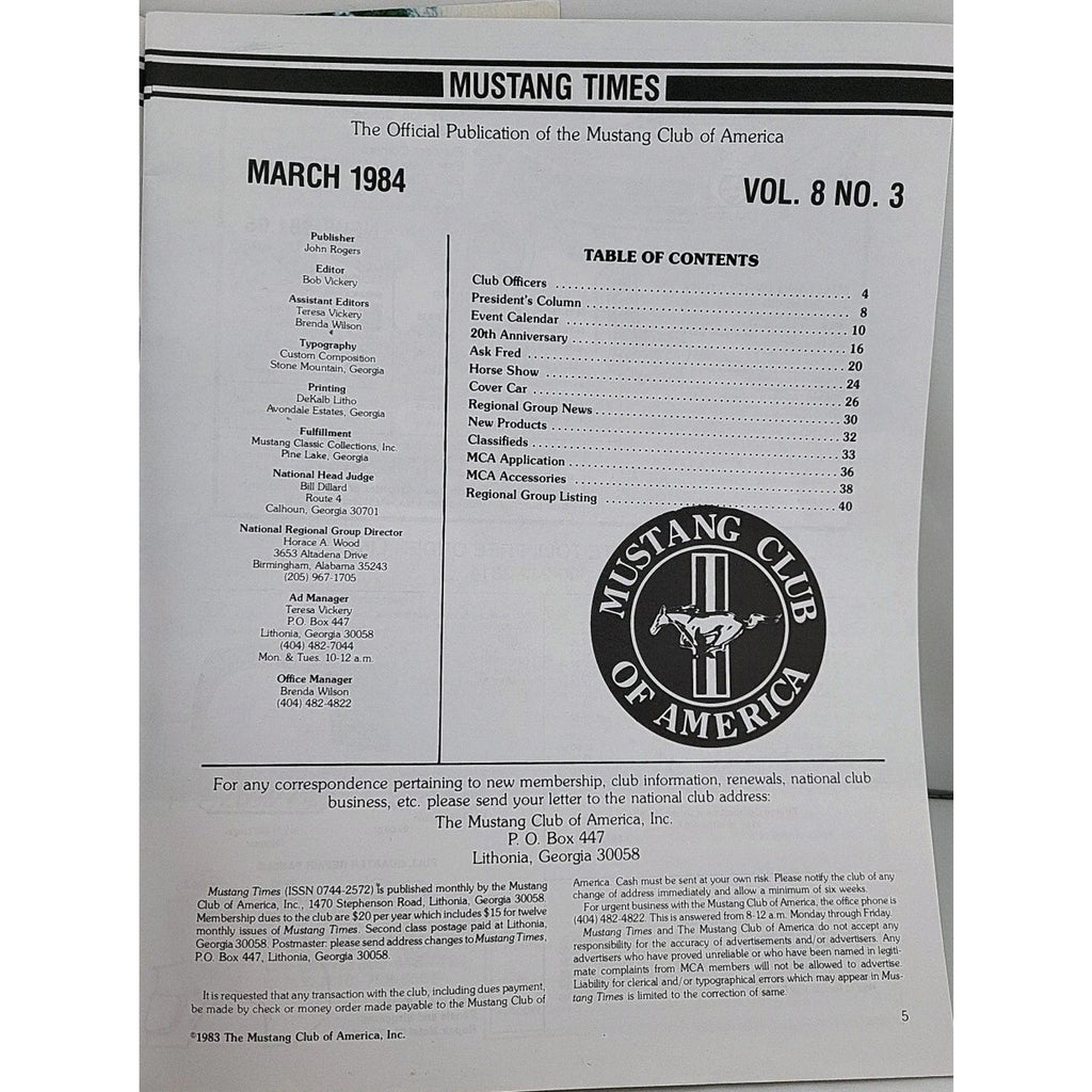 Mustang Times 1984 March Magazine