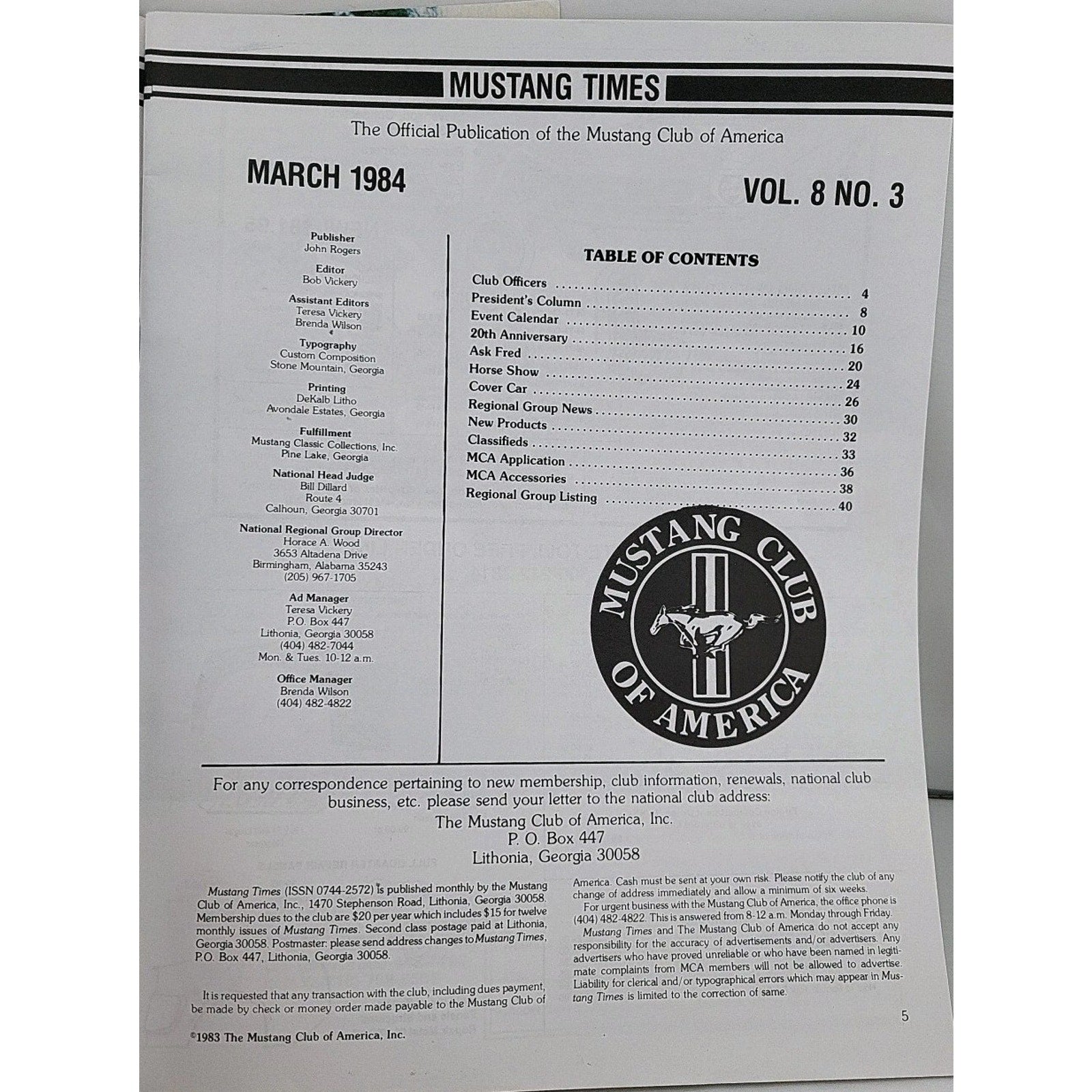Mustang Times 1984 March Magazine