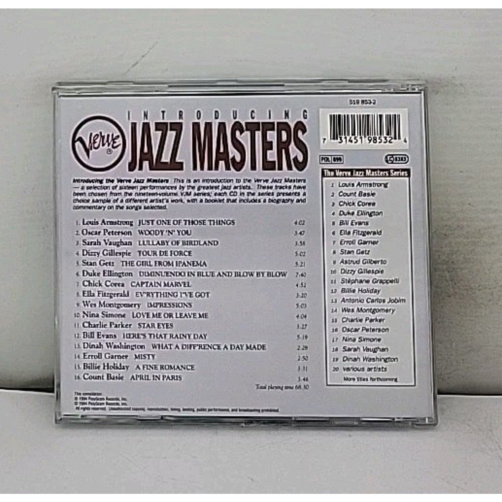 Verve Jazz Masters 20 by Various Artists (CD, Apr-1994, Verve)