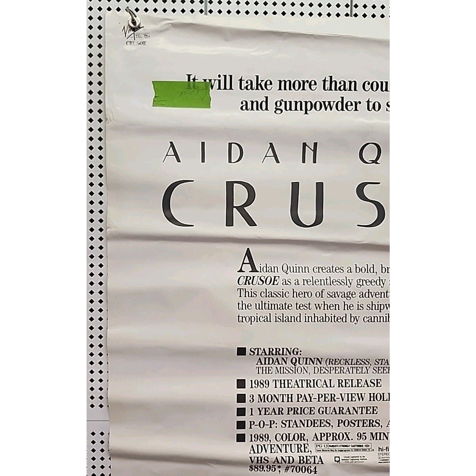 Crusoe Movie Poster 26x40 One Sheet 1989 Aidan Quinn