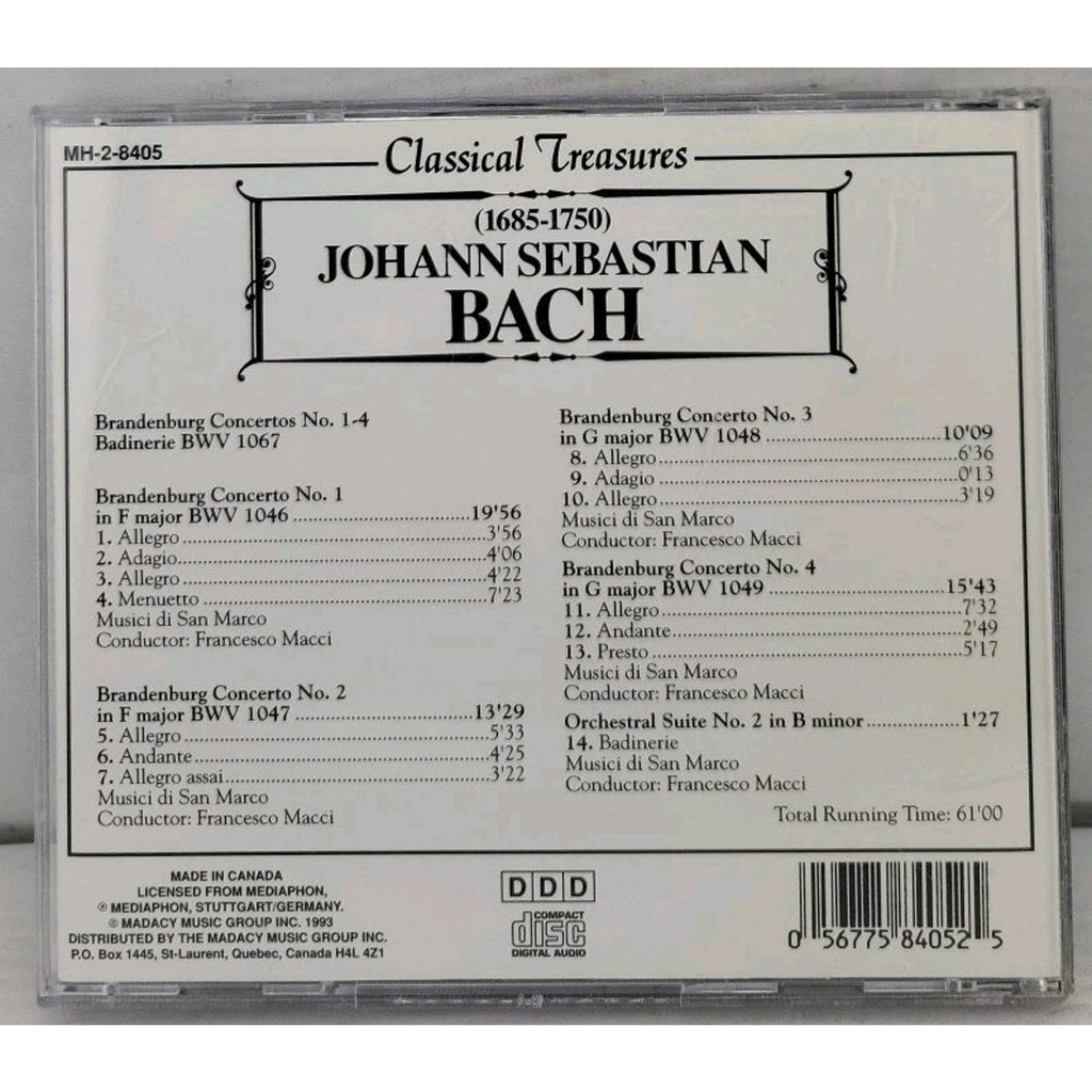 Bach: Brandenburg Concertos 1-4 / Musici di San Marco (CD, 1999, Madacy)