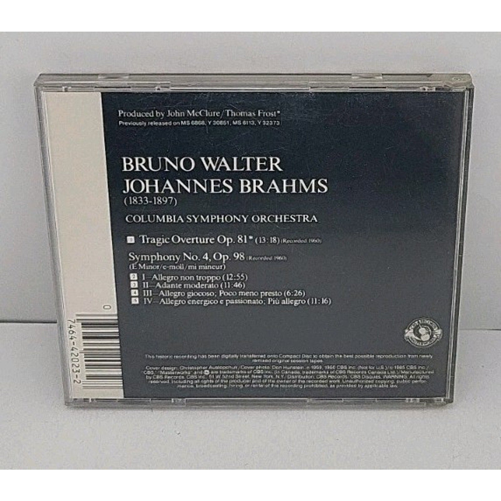 Johannes Brahms Bruno Walter - Brahms: Symphony No. 4 / Tragic Overture - CD
