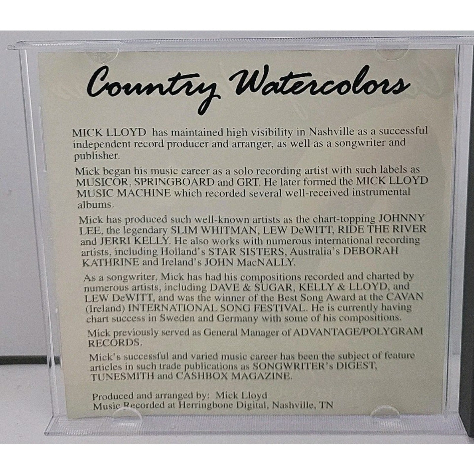 Country Watercolors: Nature Songs (CD, 1996) Nature Sounds and Music