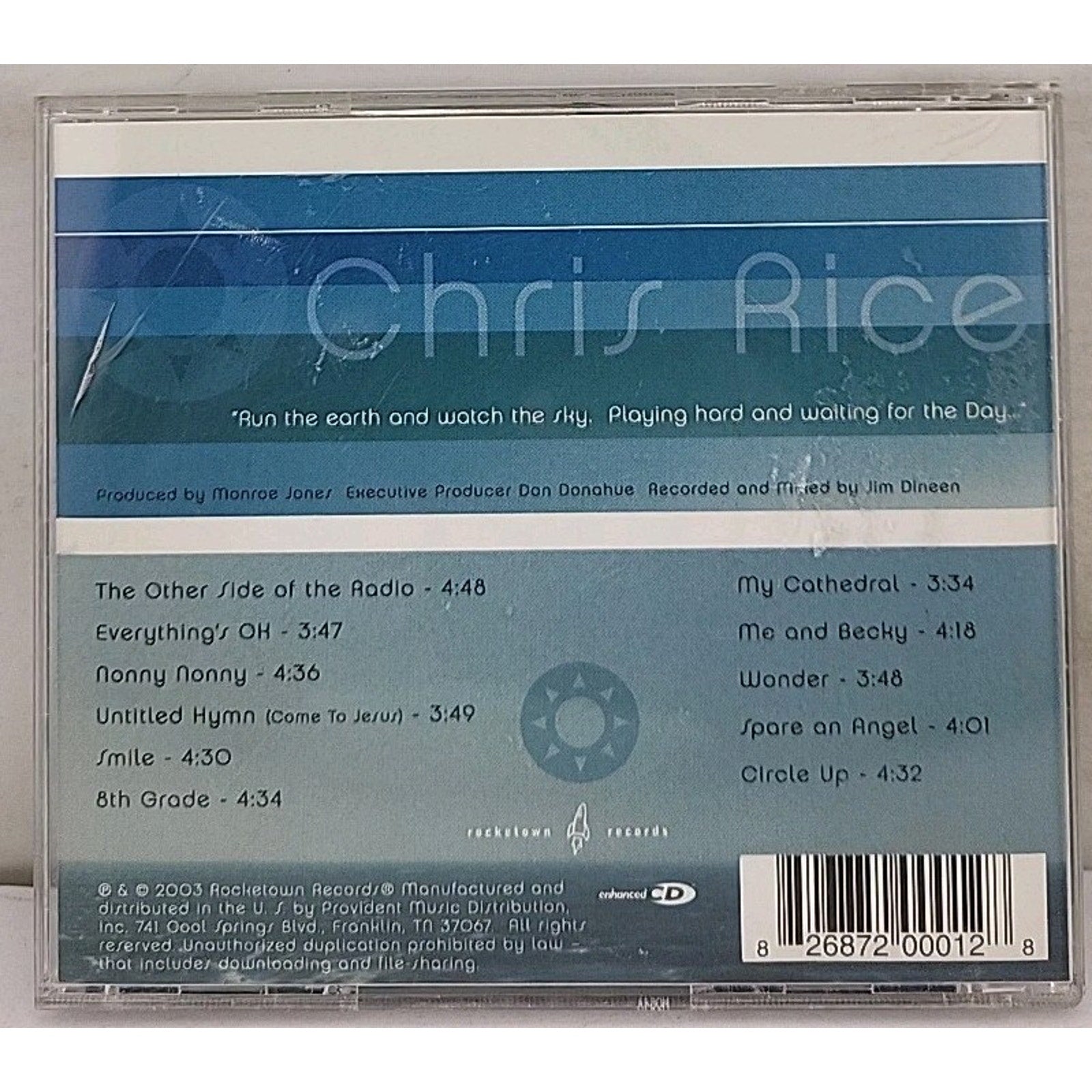 Run the Earth, Watch the Sky by Chris Rice (Composer) (CD, Mar-2003, Rocketown)