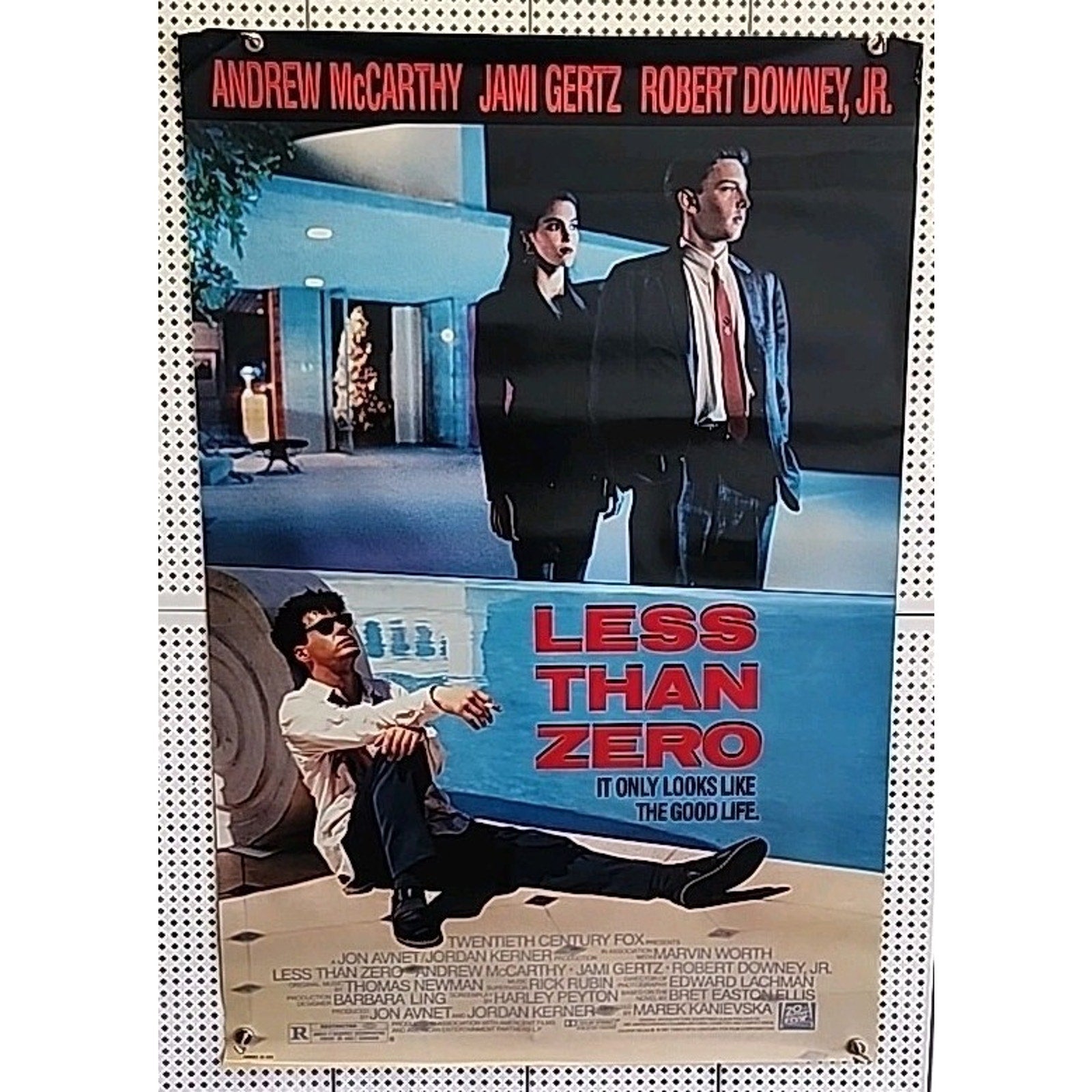 1987 Less Than Zero Original Movie Poster 27” X 41” One Sheet Robert Downey Jr