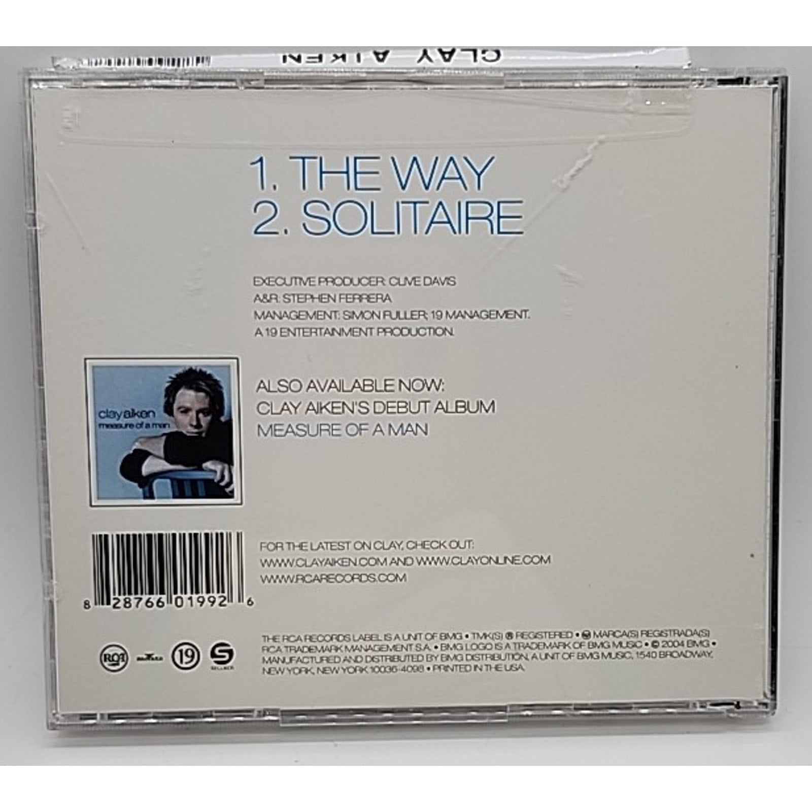 The Way/Solitaire [Single] by Clay Aiken (CD, Mar-2004, RCA)