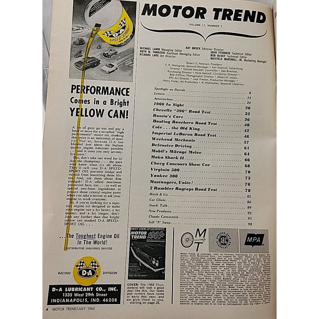 Motor Trend Magazine July 1965 Vol. 17 No. 7