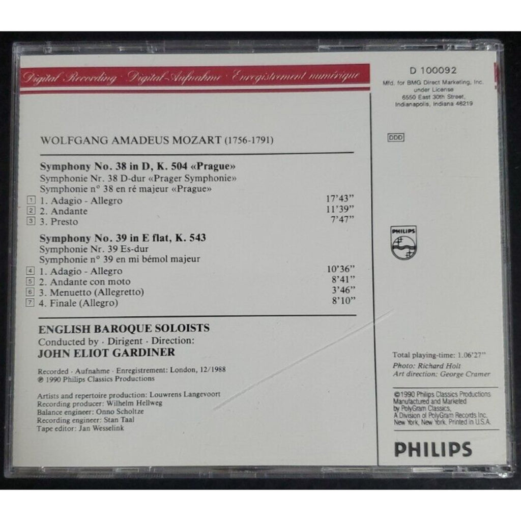 Mozart Symphonies Nos. 38 & 39 CD
