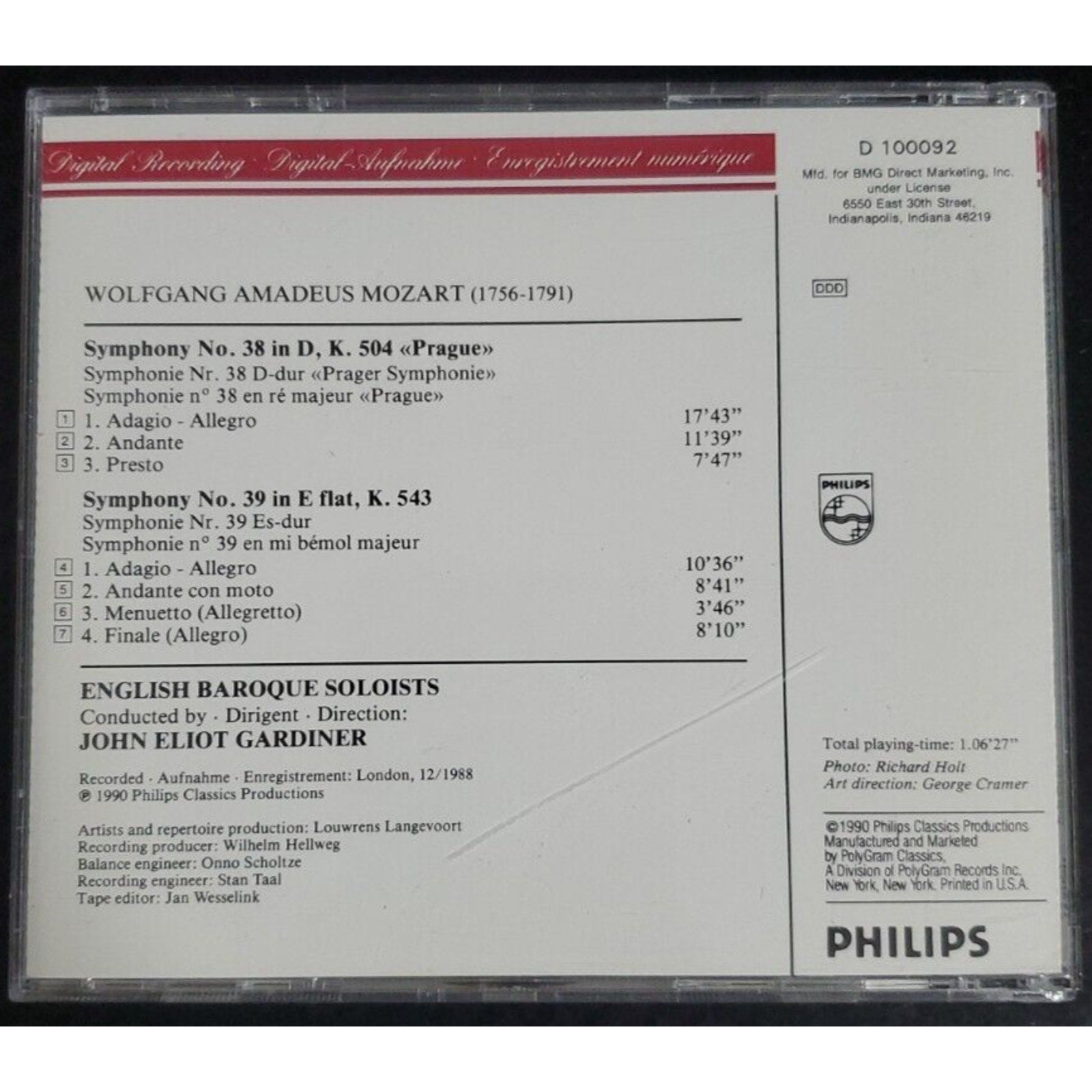 Mozart Symphonies Nos. 38 & 39 CD