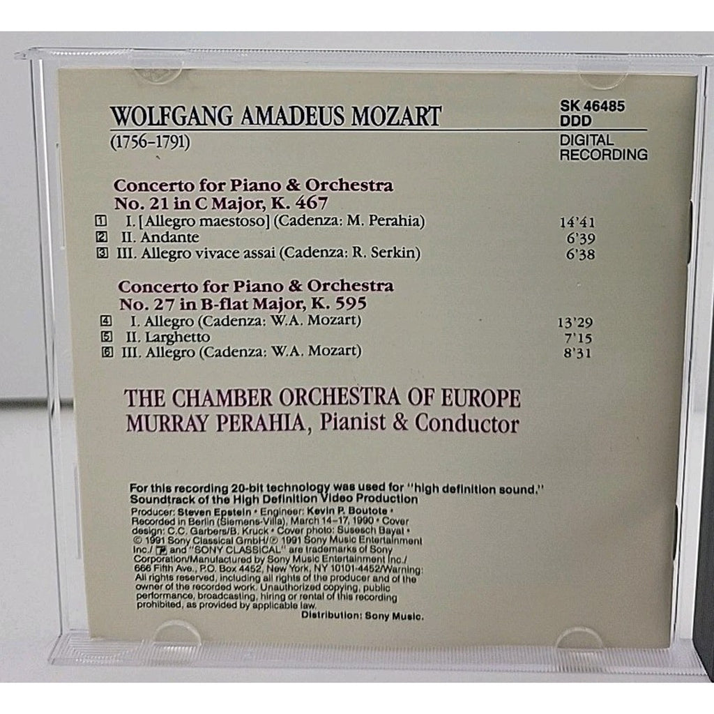 Piano Concerti 21 & 27 by Murray Perahia (CD, 1991)