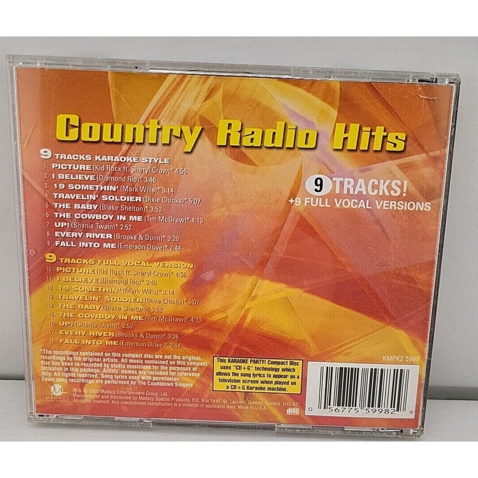 Karaoke Party Country Radio Hits CD+G Lyric Book Included