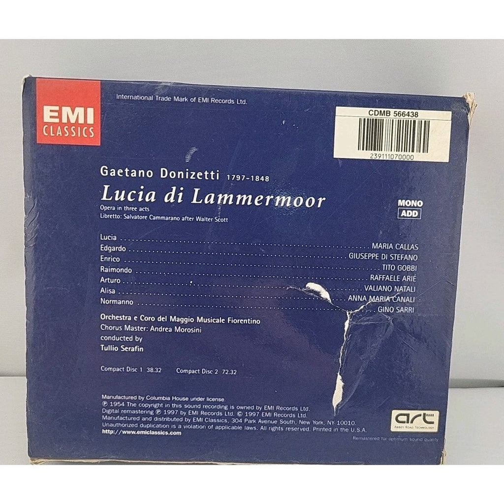 Donizetti Lucia Di Lammermoor CD Set Maria Callas 2 Discs Tullio Serafin EMI