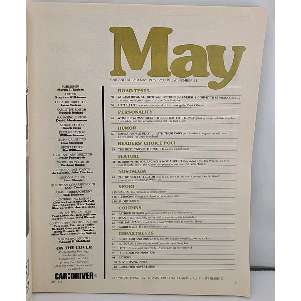 Car And Driver Magazine - May 1975 - Volume 20 Number 11