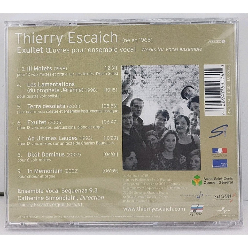 Escaich: Exultet (Vocal Works) by Escaich / Simonpietri *Brand New*