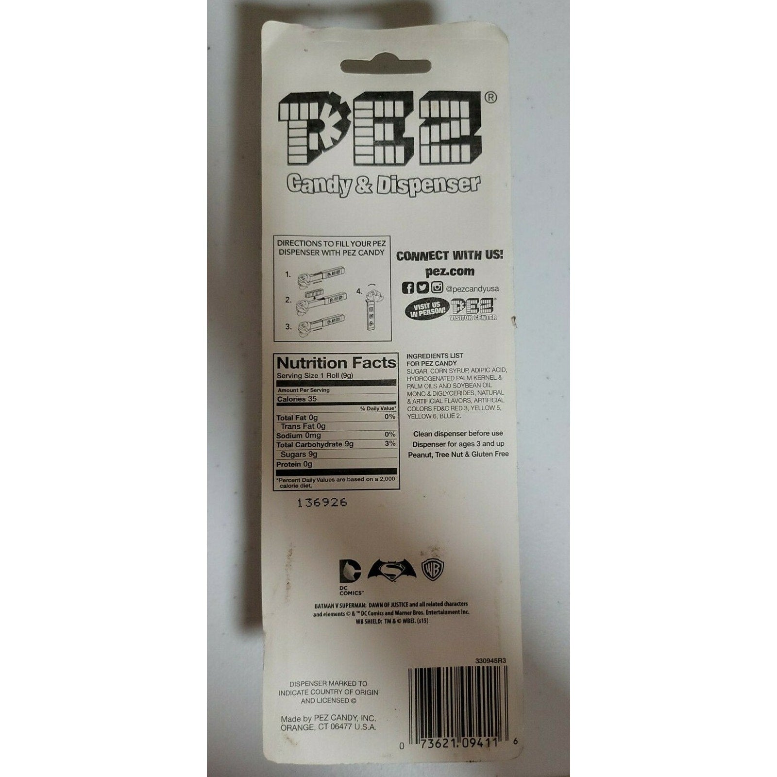 Pez Candy And Dispenser Batman V Superman Batman Only NEW!!!
