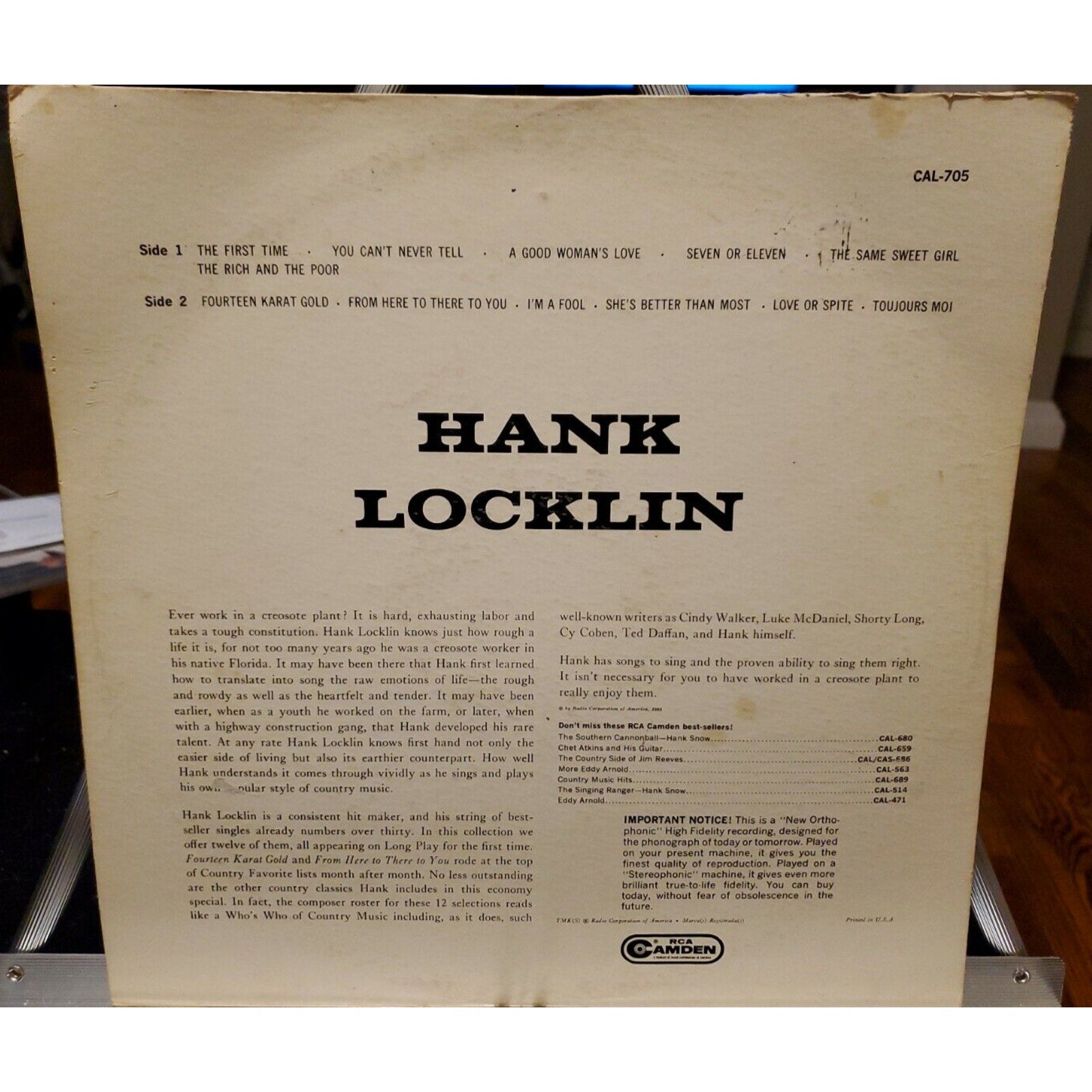 Hank Locklin Hank Locklin RCA Camden 1962 (Record)