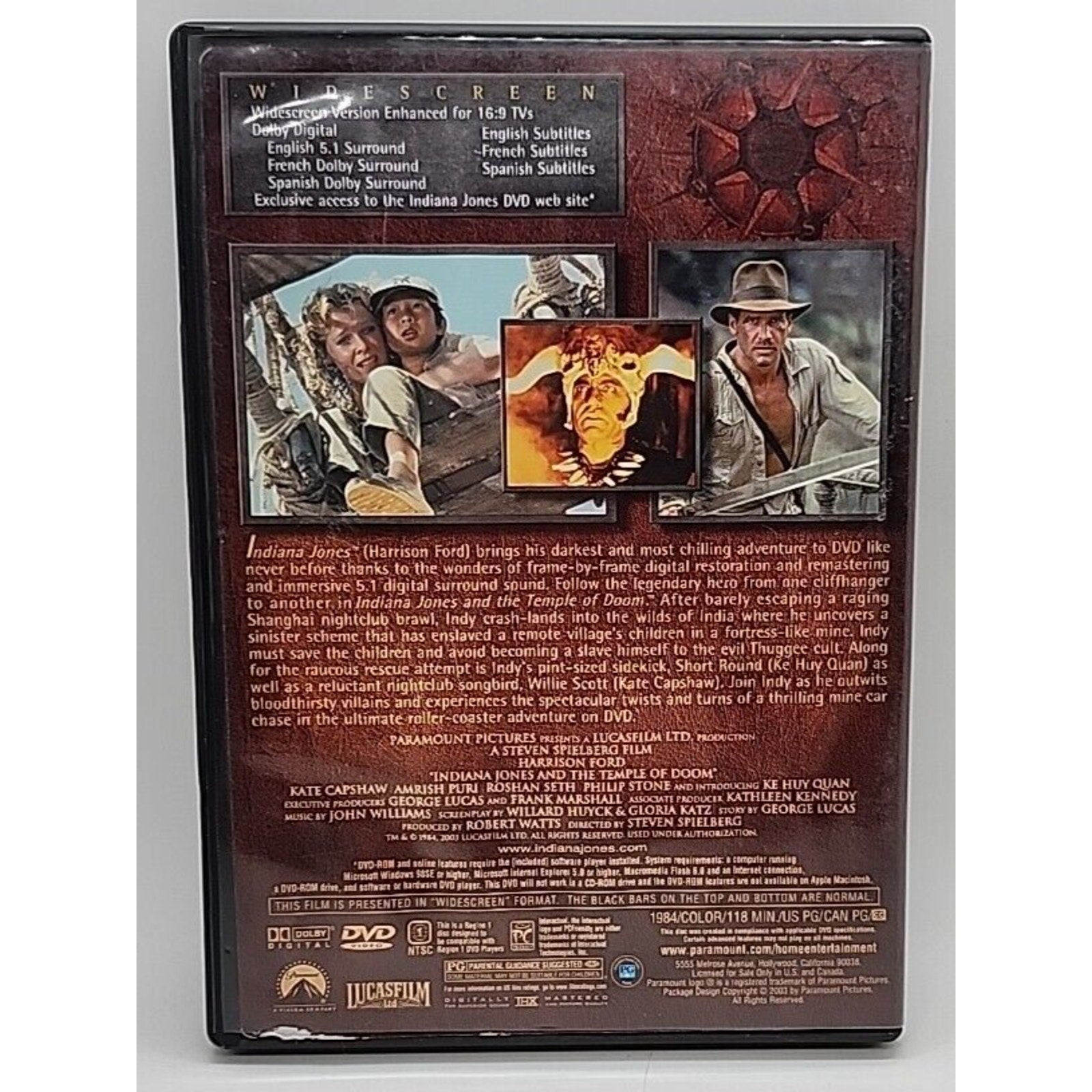 Indiana Jones and the Temple of Doom (DVD, 1984)
