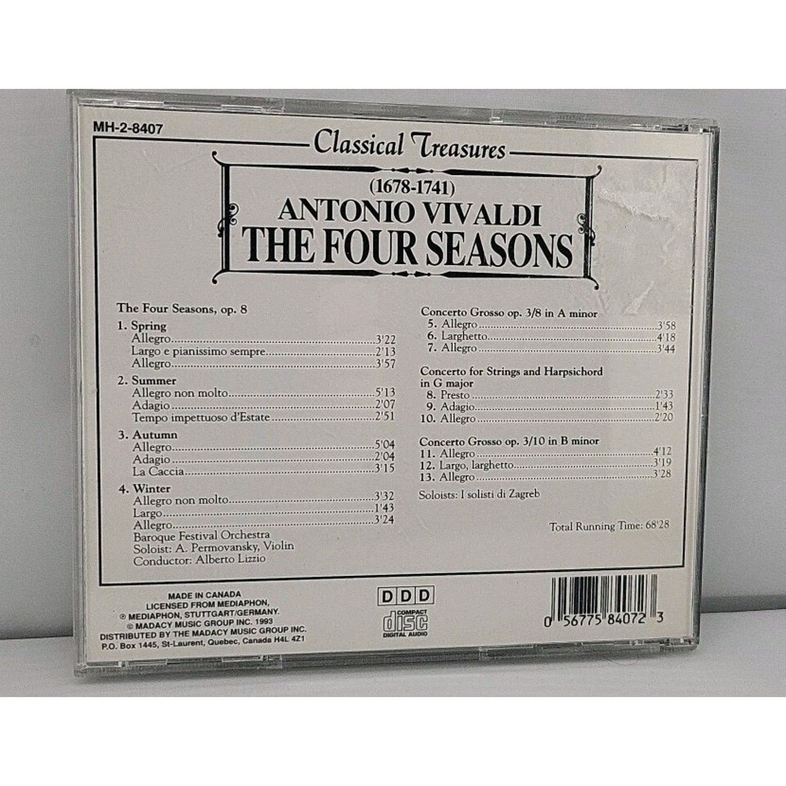 Antonio Vivaldi The Four Seasons CD Classical Concerto 1678-1741